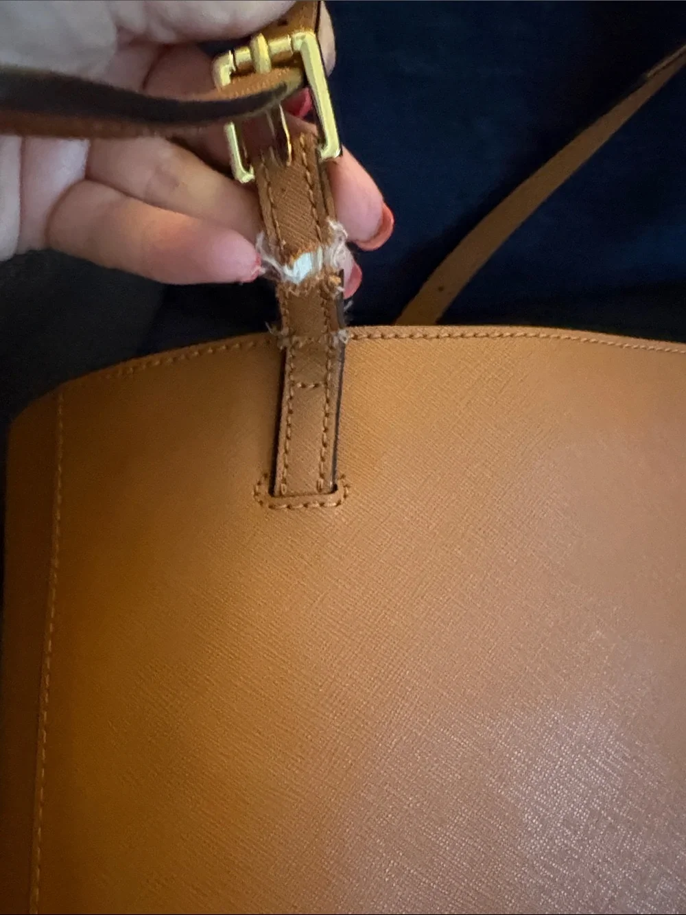 Tory Burch Tan Leather Double-Handle Tote with Gold Logo